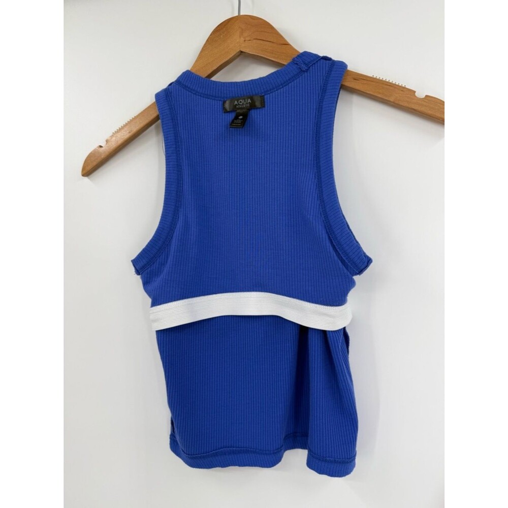 Aqua Athletic Meet and Greet Ribbed Crop Tank | Blue | XS - Picture 4 of 6